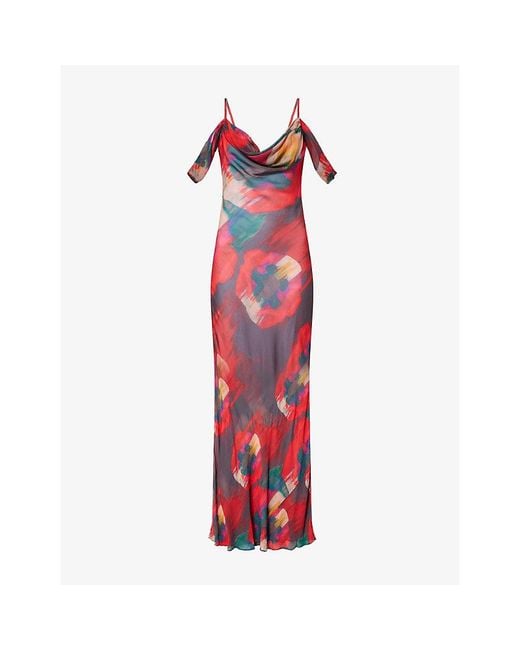 Rat & Boa Red Adriana Printed Woven Maxi Dress
