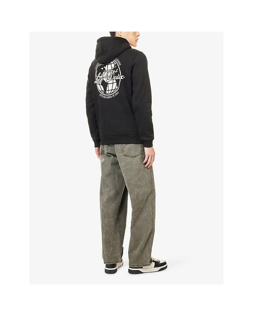 Les Deux Black Ben Globe Cotton-Jersey Hoody for men