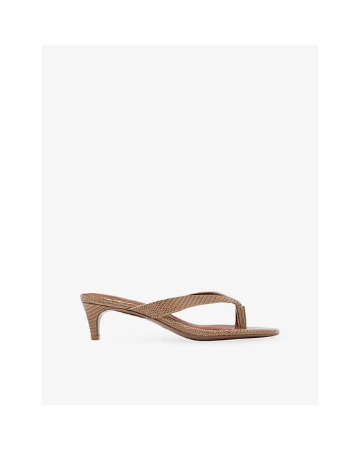 Reiss Natural Mia Leather Heeled Sandals