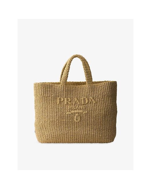 Prada Metallic Logo-Embroidered Crochet Tote Bag
