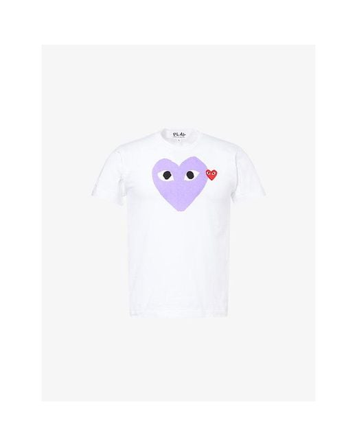 COMME DES GARÇONS PLAY White Heart-Print Cotton-Jersey T-Shirt for men