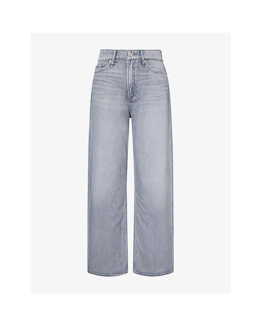 Rag & Bone Blue Logan Wide-Leg Denim Jeans