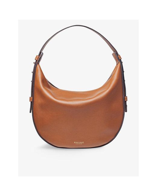 Aspinal of London Hobo Crescent-shape Smooth-leather Bag in Brown | Lyst  Canada