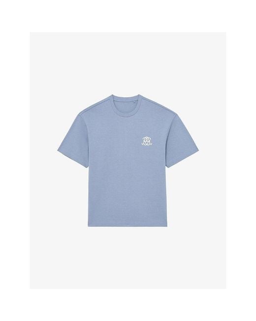 Reiss Blue Walton Monogram Butter-Print Cotton-Jersey T-Shirt for men