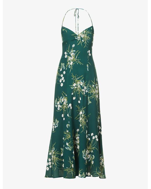 Reformation Tova Floral-print Crepe Midi Dress in Green | Lyst UK