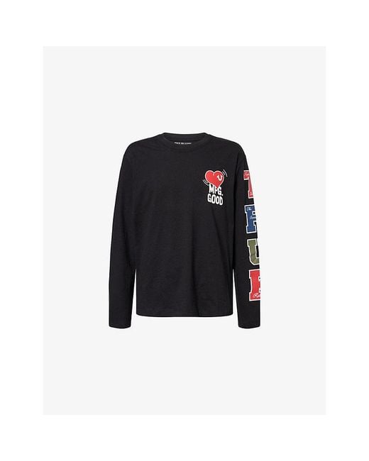 True Religion Black Graphic-Print Long-Sleeved Cotton Top for men