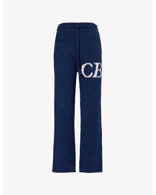 Cole Buxton Blue Cb Logo-knit Relaxed-fit Wool-blend Trouser for men