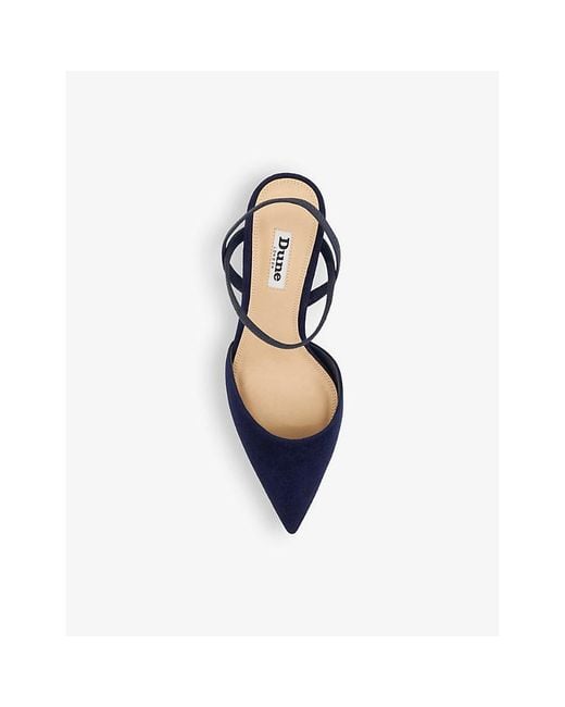 Dune Blue Classical Suede Slingback Courts