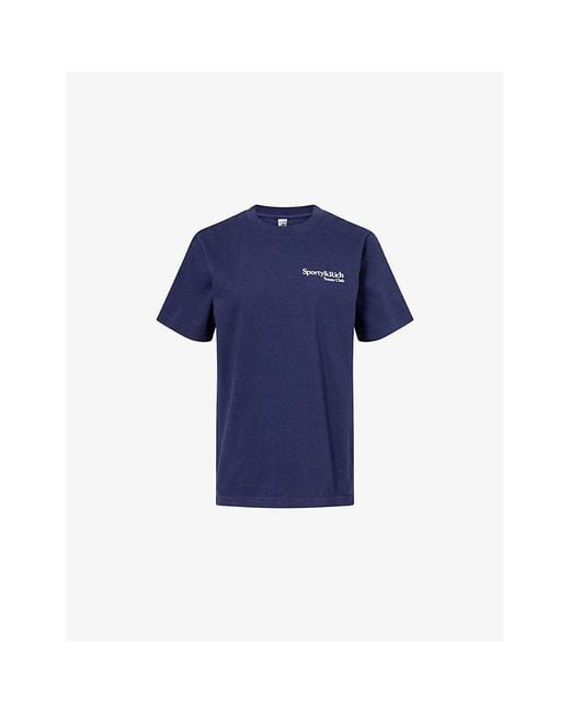 Sporty & Rich Blue Sport Slogan Cotton T-Shirt