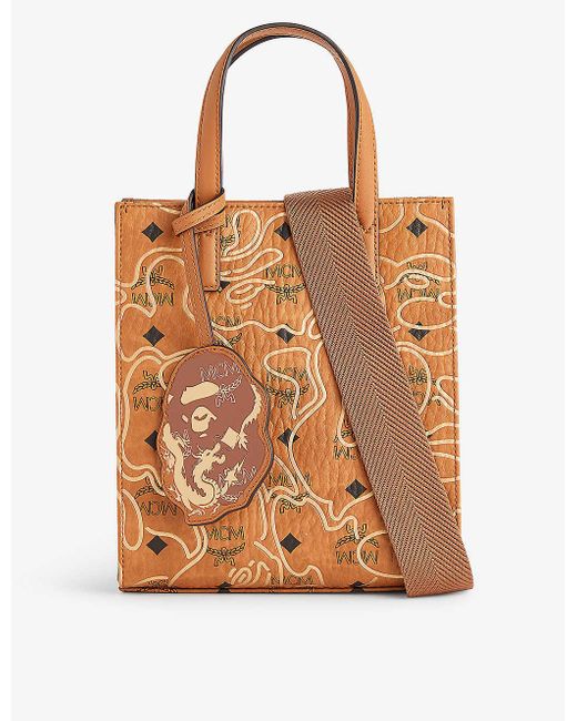 MCM Brown X A Bathing Ape Aren Faux-leather Tote Bag for men