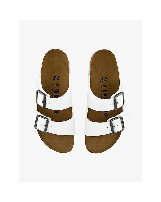 Birkenstock White Arizona Two-Strap Vegan Leather Sandals