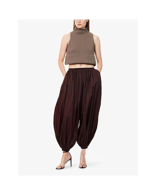 Alaïa Purple Balloon Gathered Shell Trousers