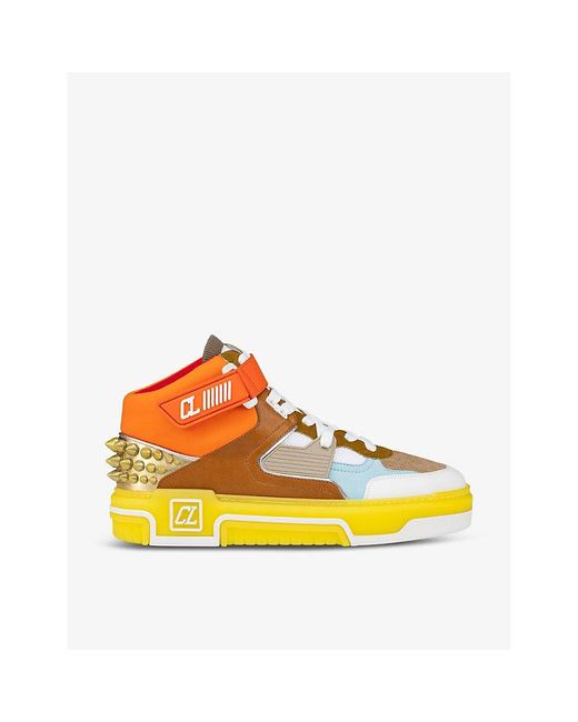 Christian Louboutin Yellow Astroloubi Leather Mid-top Trainers for men