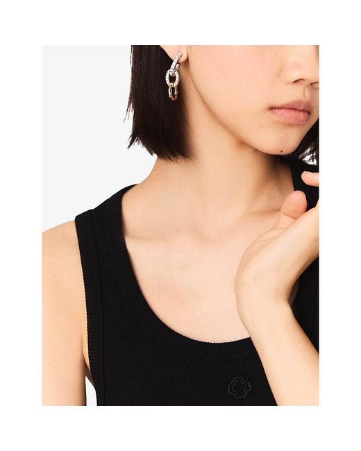 Maje White Link And-Plated Brass Drop Earrings