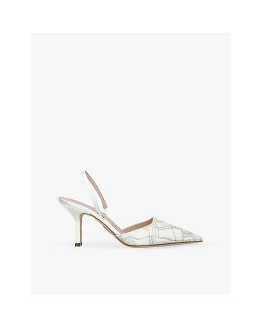 Rodo White Assia 80 Satin Slingbacks