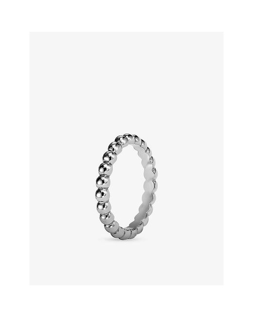Van Cleef & Arpels White Perlée Pearls Meidum Motif Rhodium-Plated 18Ct Ring