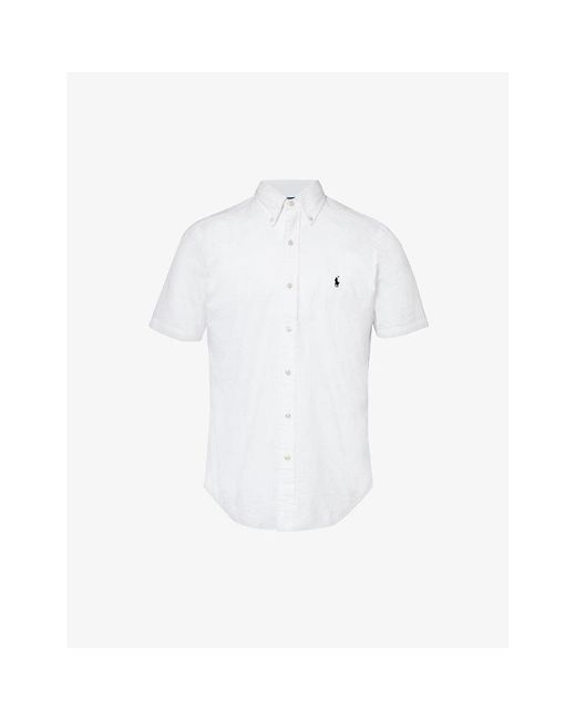 Polo Ralph Lauren White Logo-embroidered Cotton-seersucker Shirt for men