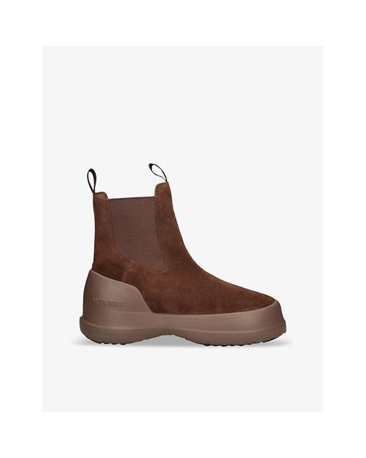 Moon Boot Brown Luna Suede Chelsea Boots for men