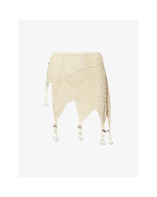 Jaded London White Ursule Shell Cotton-Crochet Mini Skirt