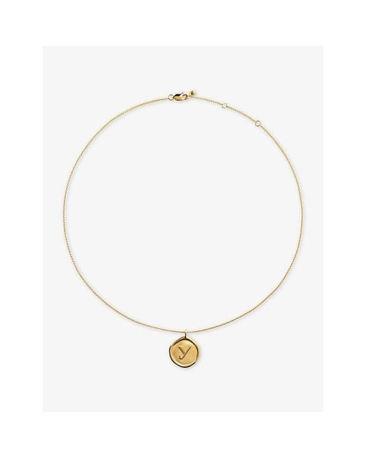 Monica Vinader Metallic Initial Y Stamp 18Ct Vermeil Chain Necklace