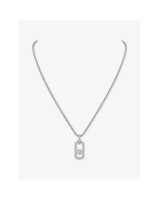 Messika Metallic So Move Pave 18Ct- And 1.14Ct Diamond Pendant Necklace
