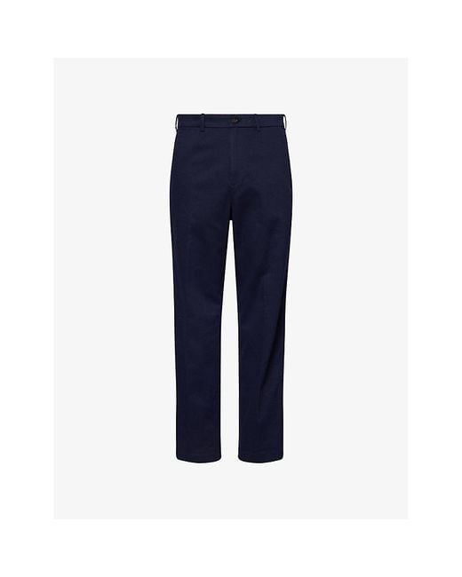 Dunhill Blue Tailored Straight-Leg Cotton Blend Chino Trousers for men