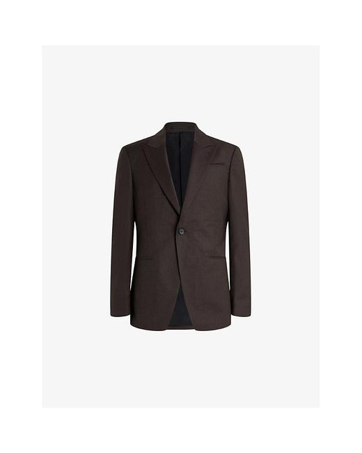 AllSaints Black Thorpe Single-breasted Pinstripe Wool And Recycled Polyester-blend Blazer for men