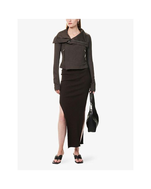 Rick Owens Multicolor Classic Biker Cropped Wool Jacket