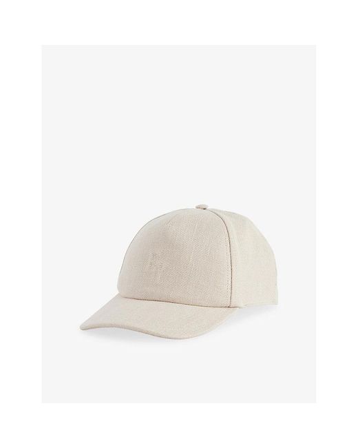 Eleventy White Embossed-Branding Linen Baseball Cap for men