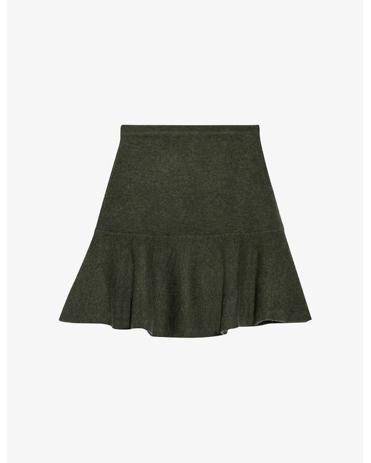 Claudie Pierlot Mysir Ruffled-hem High-waisted Wool-knit Mini Skirt in ...