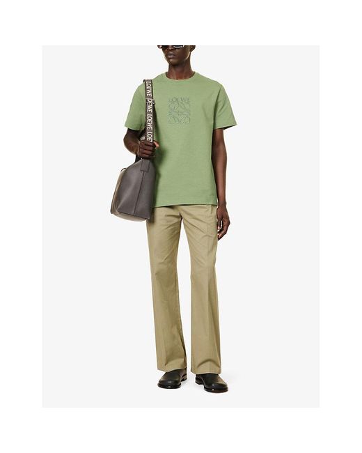 Loewe Green Anagram-embroidered Relaxed-fit Cotton-jersey T-shirt for men