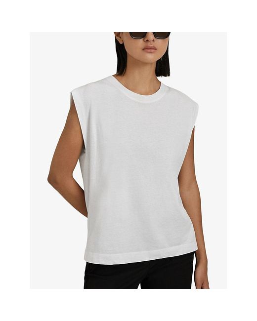 Reiss White Morgan Capped-sleeve Cotton T-shirt