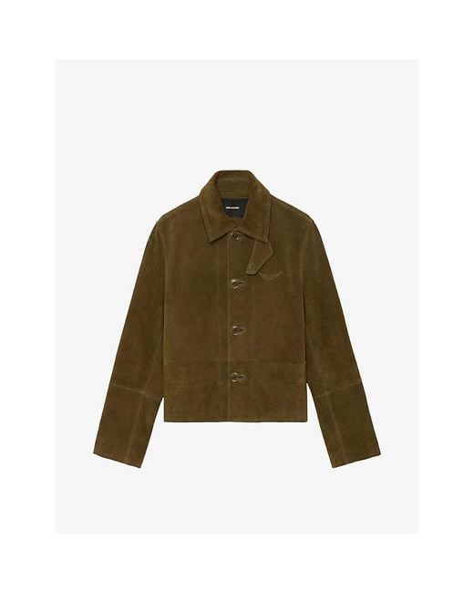Zadig & Voltaire Green Lessa Suede Leather Jacket