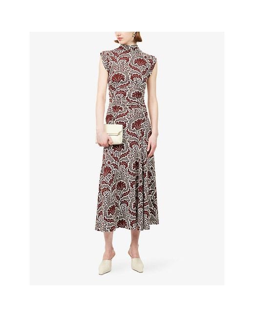 ME+EM Multicolor Rising Flower Printed Stretch-Jersey Maxi Dress