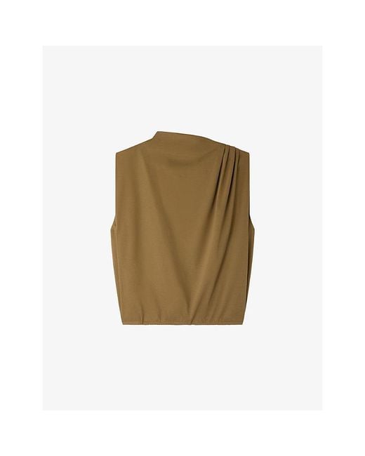 Soeur Green Idris Draped Cotton Top