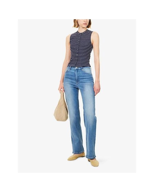 GOOD AMERICAN Blue Good True Straight-Leg Stretch-Denim Jeans