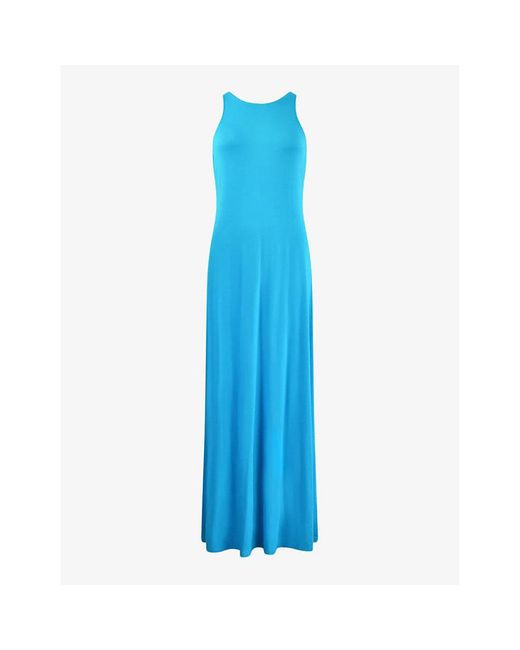 Ro&zo Blue Round-neck Sleeveless Jersey Maxi Dress