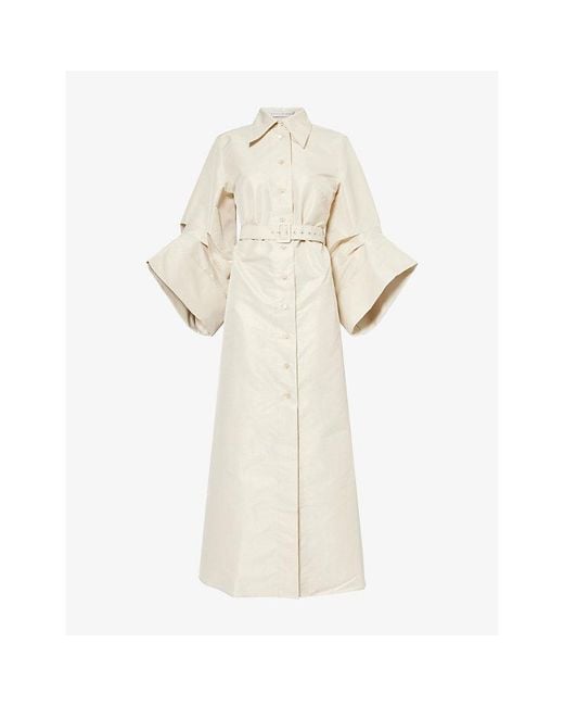 Palmer//Harding Natural Intention Belted Woven Midi Dress
