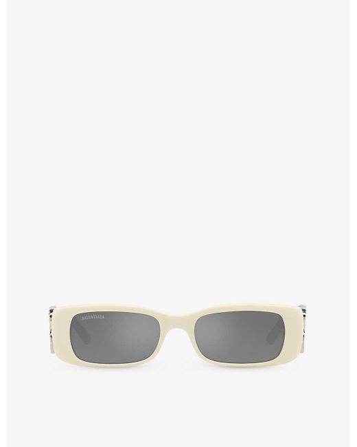 Balenciaga White 6e000253 Bb0096s Rectangle-shape Acetate Sunglasses for men
