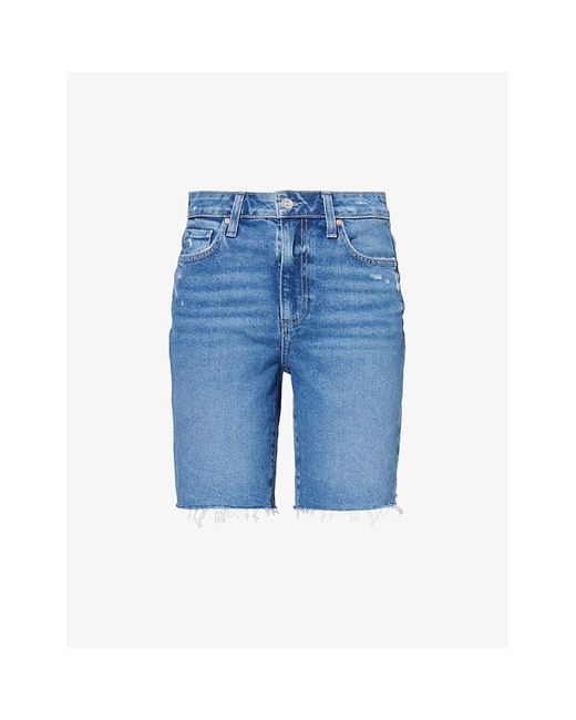 PAIGE Blue Sammy Slim-fit Denim-blend Shorts
