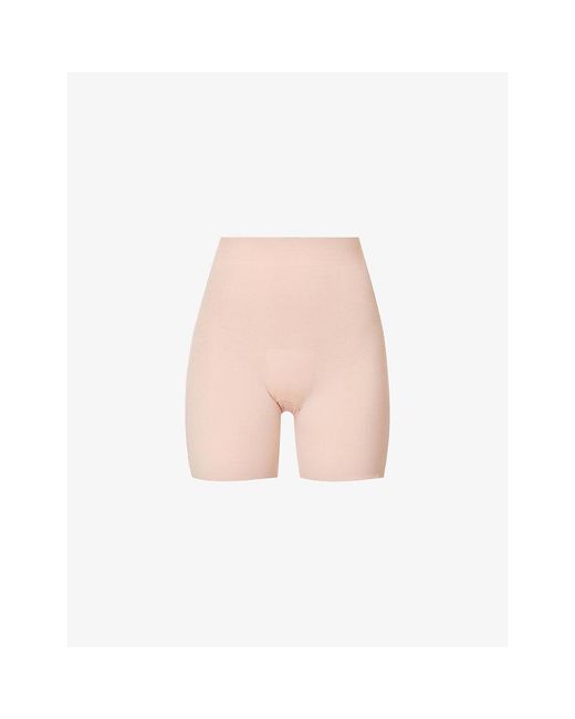 Wolford Pink Contour Control Stretch-Cotton Shorts