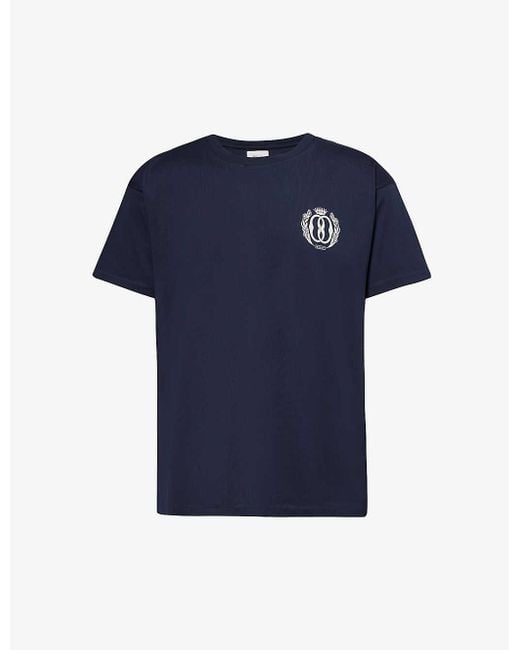 Bally Blue Branded-print Short-sleeved Organic Cotton-jersey T-shirt for men