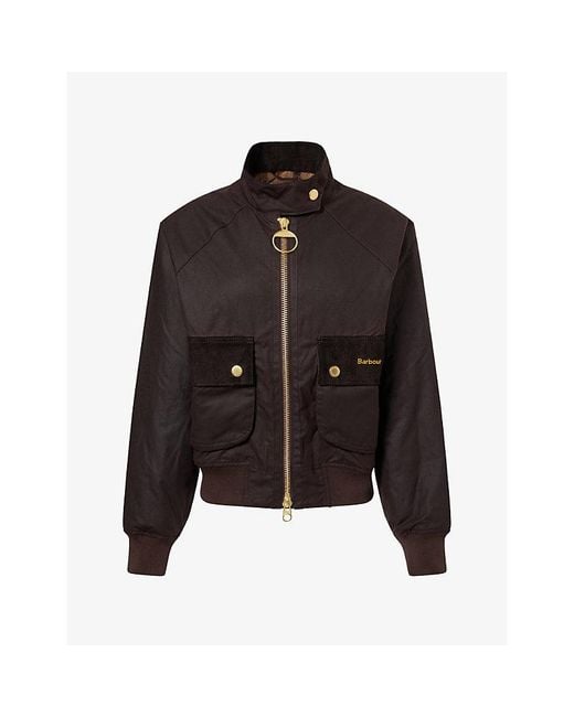 Barbour Black Ivybridge Logo-Embroidered Waxed Cotton Jacket