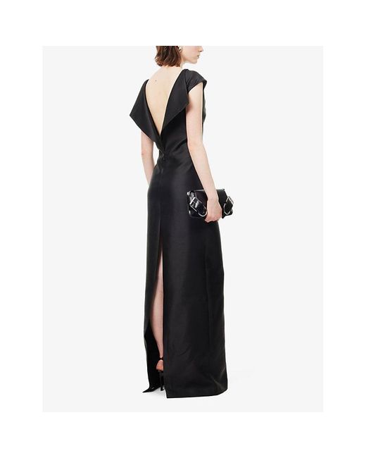 Givenchy Black Open-back Split-hem Wool And Silk-blend Maxi Dress