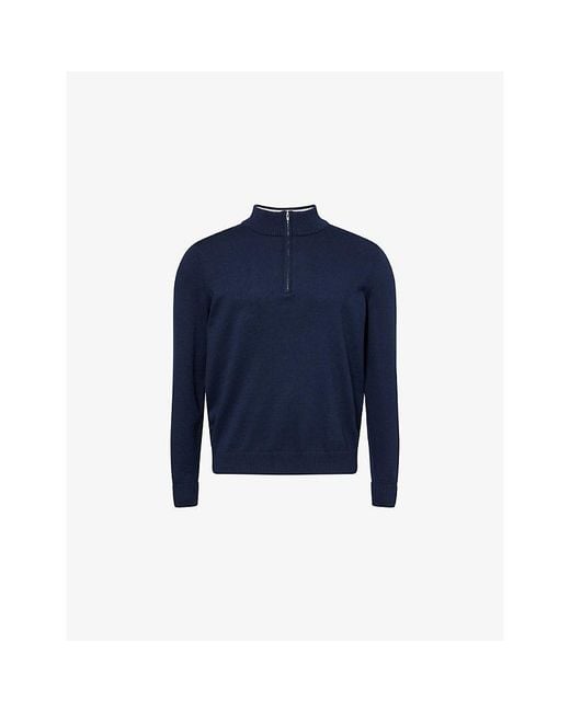 G/FORE Blue Quarter-Zip Stripe-Collar Cotton-Blend Jumper for men
