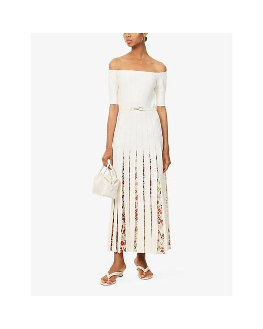 Gabriela Hearst White Kurt Pleated Merino Wool Midi Dress