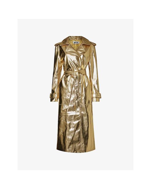 Amy Lynn Metallic Doublebreasted Fauxleather Coat X Lyst