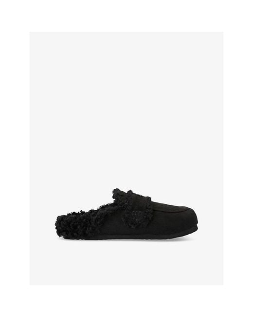 KG by Kurt Geiger Black Nicer Logo-Plaque Suede Slip-On Mules