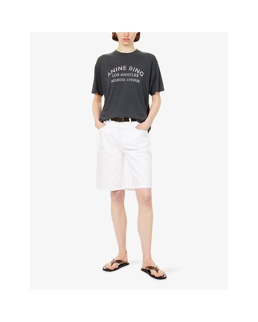 Anine Bing White Jasper Baggy Denim Shorts