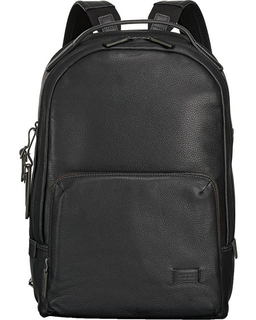 Tumi Black Harrison Webster Leather Backpack for men